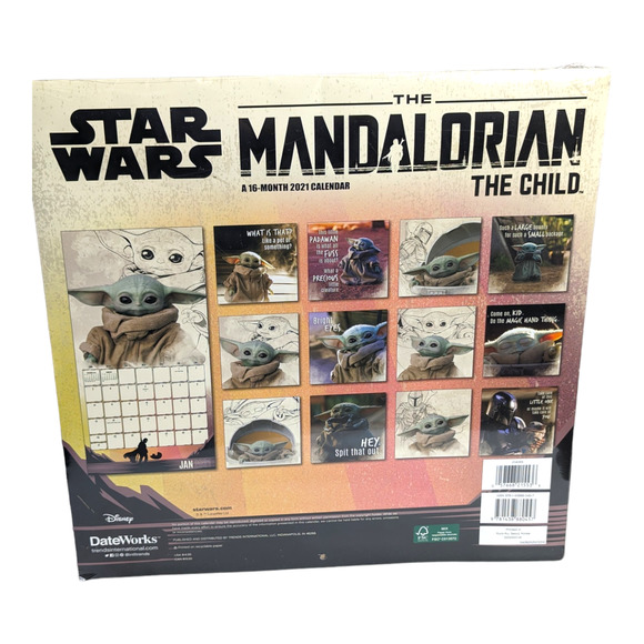 2021 Star Wars The Mandalorian The Child 16 Month Calendar NEW - Picture 2 of 3